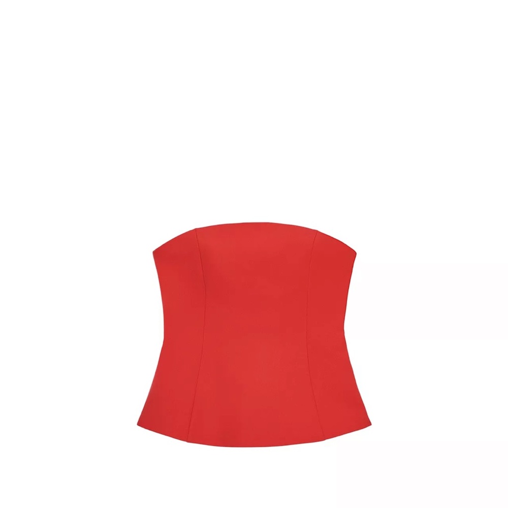 Zara Red Strapless Peplum Top